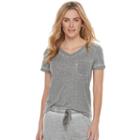 Women's Sonoma Goods For Life&trade; Pajamas: Thermal Waffle V-neck Tee, Size: Medium, Grey