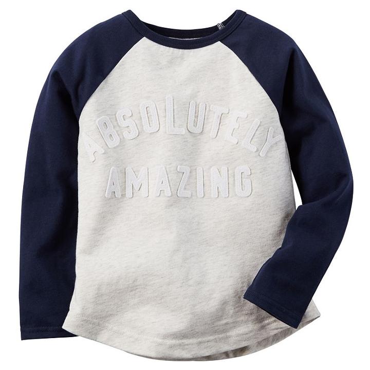 Girls 4-8 Carter's Raglan Absolutely Amazing Tee, Girl's, Size: 7, Light Grey