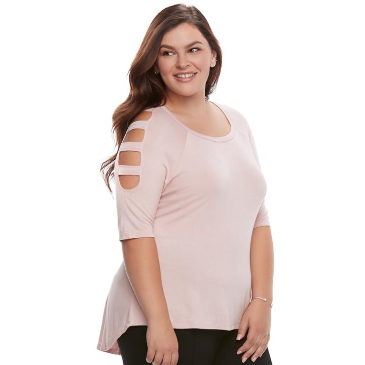 Juniors' Plus Size Liberty Love Bar Cutout Top, Teens, Size: 3xl, Pink