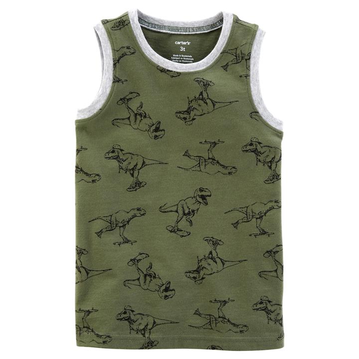 Boys 4-8 Carter's Graphic Ringer Tank Top, Size: 8, Green (olive)