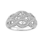 Sterling Silver 1/8 Carat T.w. Diamond Twist Ring, Women's, Size: 7, White