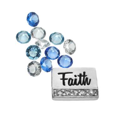 Blue La Rue Silver-plated Faith & Crystal Charm Set - Made With Swarovski Crystals, Women's, White