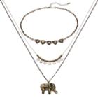 Mudd&reg; Two Tone Elephant Pendant Necklace Set, Women's, Gold