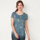 Women's Lc Lauren Conrad Lace-trim Top, Size: Medium, Dark Blue