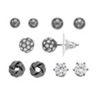 Cubic Zirconia Stud Earring Set, Women's, Black