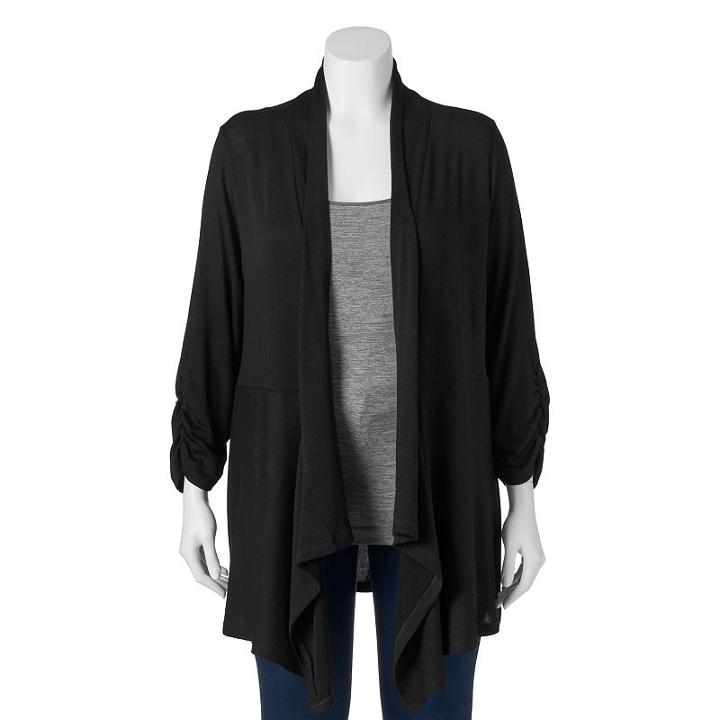 Juniors' Plus Size About A Girl Knit Cardigan, Size: 1xl, Oxford
