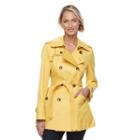 Women's Towne By London Fog Double-breasted Trench Coat, Size: Large, Lt Yellow