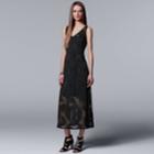 Women's Simply Vera Vera Wang Palm Jacquard Maxi Dress, Size: Medium, Black