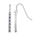 Red, White & Blue Crystal Silver Tone Stick Drop Earrings, Women's, Multicolor
