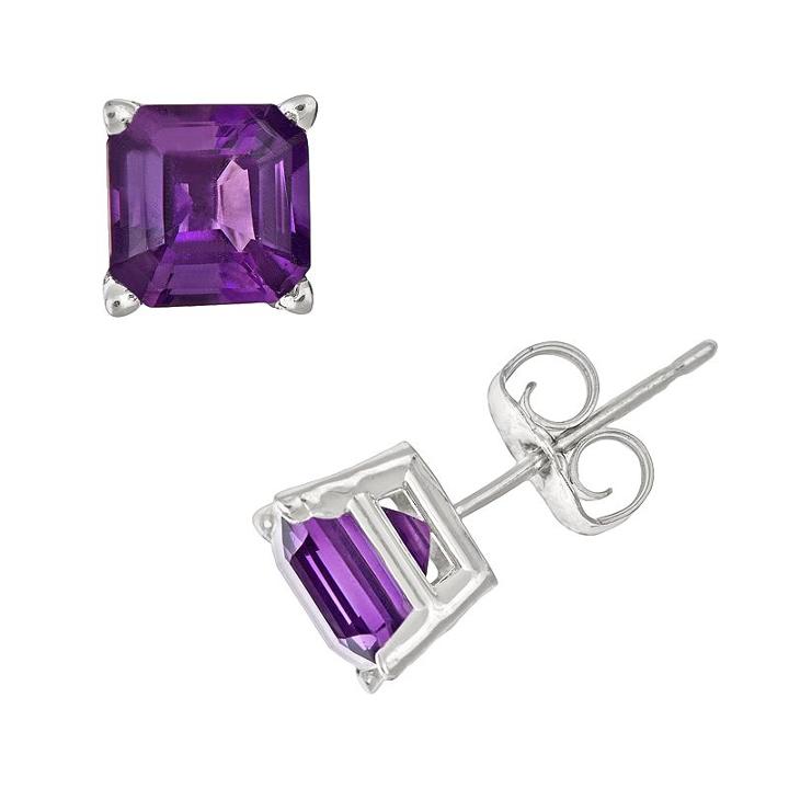 Sterling Silver Amethyst Stud Earrings, Women's