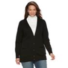 Plus Size Croft & Barrow&reg; Button Front Long Sleeve Cardigan, Women's, Size: 1xl, Black
