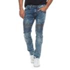 Men's Rawx Slim-fit Embossed Moto Jeans, Size: 34, Dark Blue
