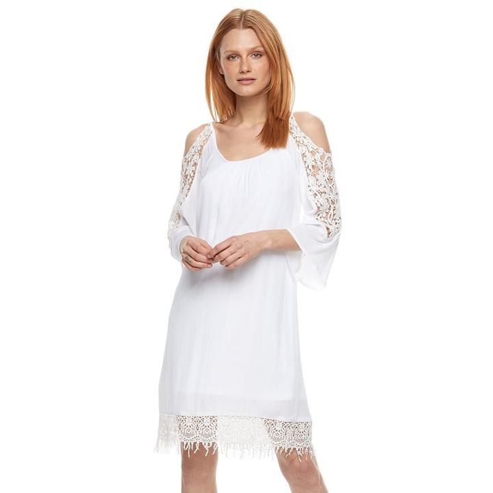 Women's Nina Leonard Cold-shoulder Shift Dress, Size: Small, White