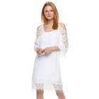 Women's Nina Leonard Cold-shoulder Shift Dress, Size: Small, White