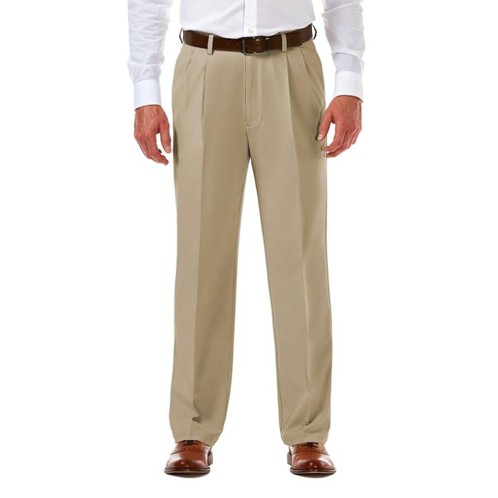 Big & Tall Haggar&reg; Cool 18&reg; Pro Wrinkle-free Pleated Expandable Waist Pants, Men's, Size: 48x32, Beige Oth