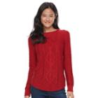 Juniors' So&reg; Shirttail Cable-knit Sweater, Teens, Size: Medium, Brt Red