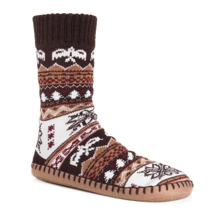 Men's Muk Luks Boot Slippers, Size: L-xl, Med Brown