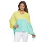 Women's Caribbean Joe Colorblock Sweater Poncho, Size: S/m, Yellow Oth