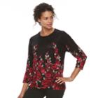 Women's Cathy Daniels Floral Print Sweater, Size: Large, Floral Vines