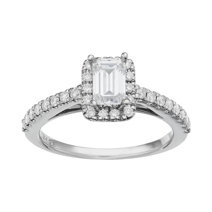 14k White Gold 3/4 Carat T.w. Igl Certified Diamond Tiered Rectangle Engagement Ring, Women's, Size: 9