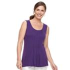 Women's Croft & Barrow&reg; Pleated Scoopneck Tank, Size: Xs, Drk Purple