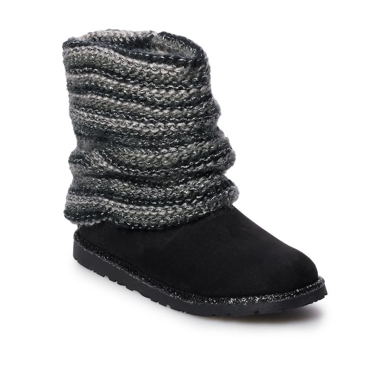 So&reg; Klara Girls' Sweater Boots, Size: 4, Black