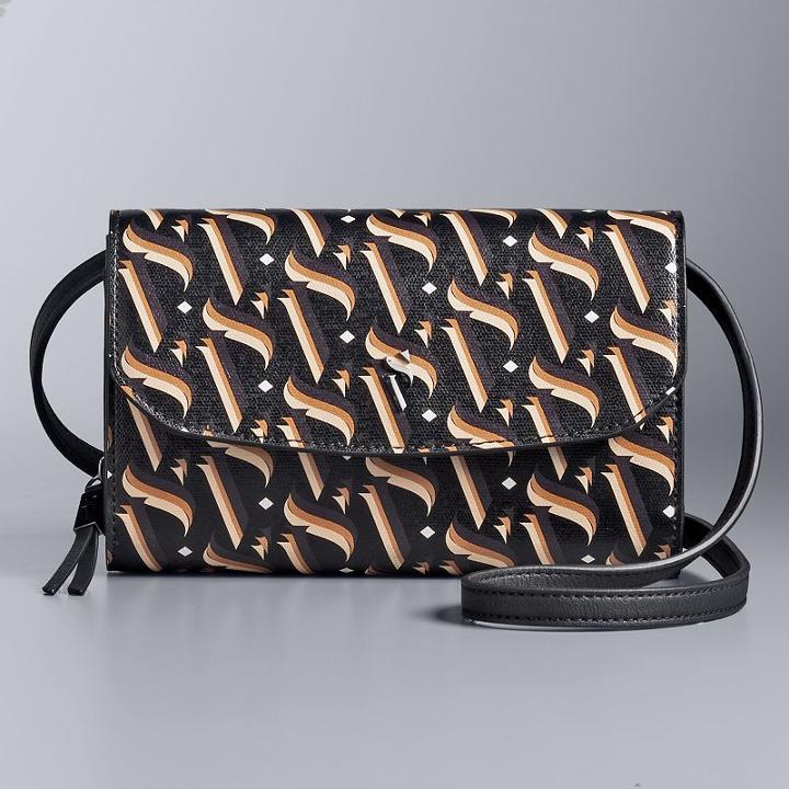 Simply Vera Vera Wang Signature Envelope Crossbody Bag, Women's, Dark Grey