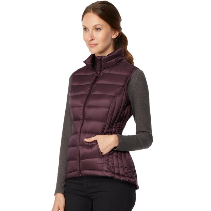 Women's Heat Keep Solid Down Puffer Vest, Size: Large, Lt Purple