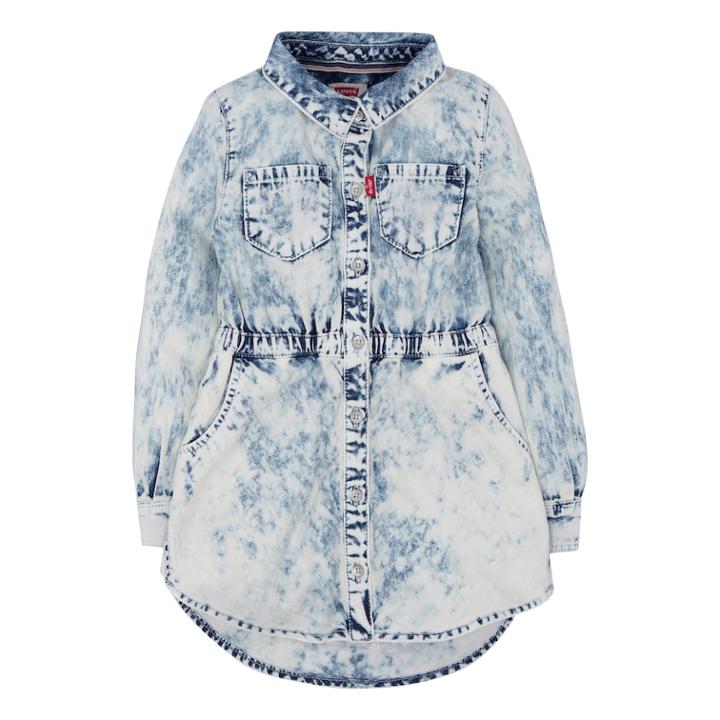 Girls 4-6x Levi's&reg; Fit & Flare Acid Wash Denim Shirt Dress, Size: 6x, Blue Other