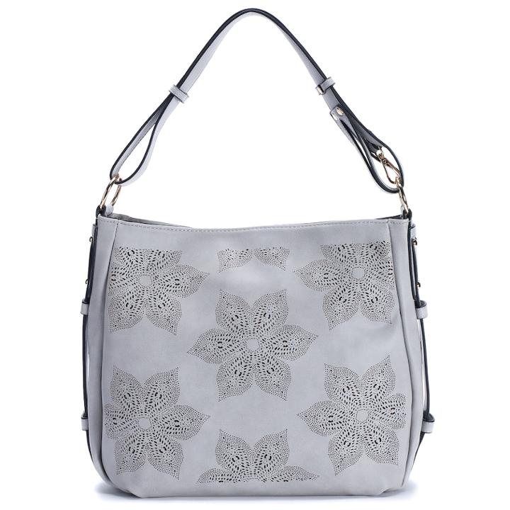 Mellow World Brie Two-tone Floral Perforated Hobo, Women's, Natural