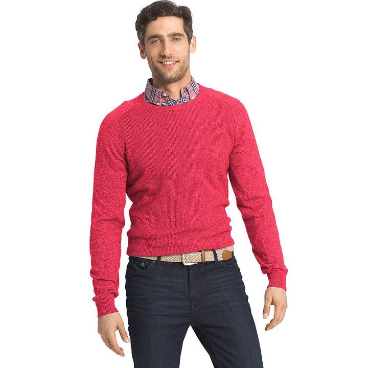 Men's Izod Classic-fit 12gg Waffle-weave Wool-blend Crewneck Sweater, Size: Xl, Red Other
