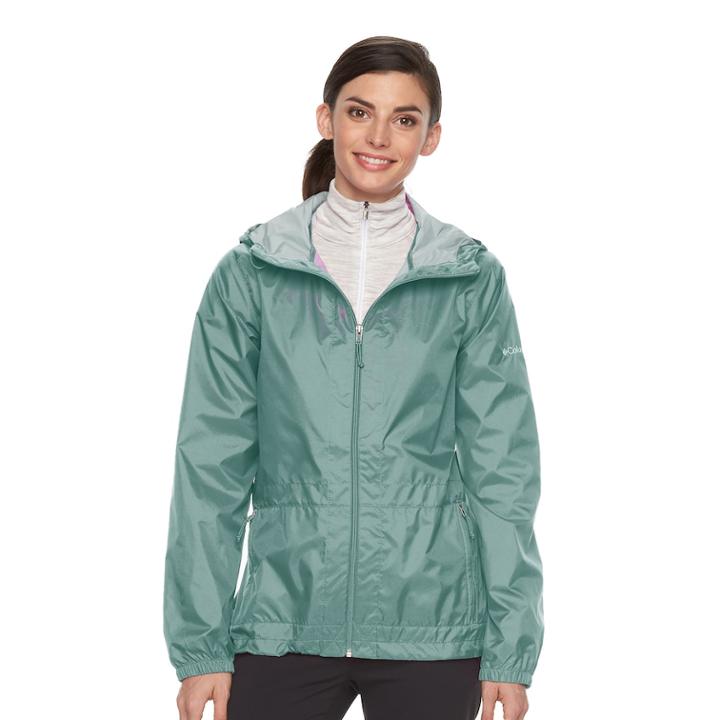 Women's Columbia Rain To Fame Hooded Rain Jacket, Size: Medium, Green Oth