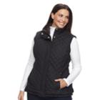 Plus Size Weathercast Faux-fur Lined Quilted Vest, Size: 1xl, Black