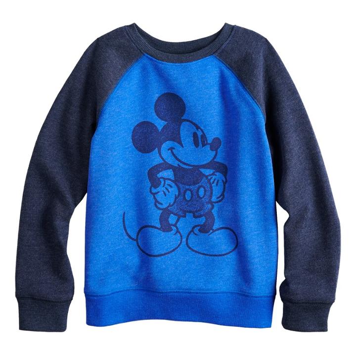 Disney's Mickey Mouse Boys 4-12 Raglan Softest Fleece Sweatshirt By Jumping Beans&reg;, Size: 5, Med Blue