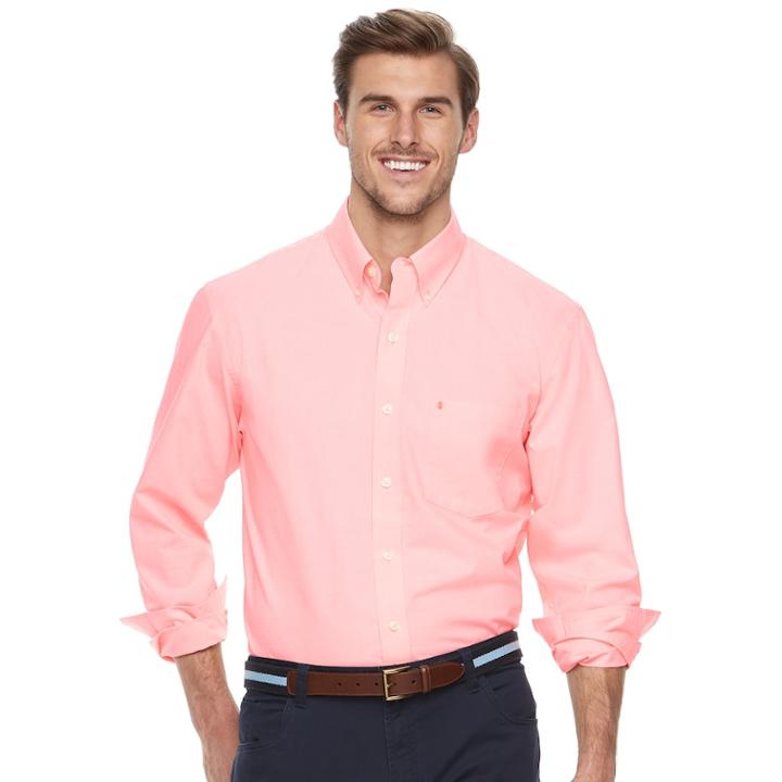 Big & Tall Izod Regular-fit Stretch End-on-end Button-down Shirt, Men's, Size: 4xb, Drk Orange