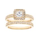 14k Gold 1 1/6 Carat T.w. Igl Certified Diamond Square Halo Engagement Ring Set, Women's, White