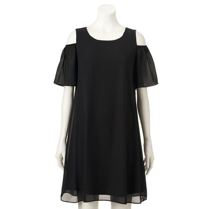 Women's Apt. 9&reg; Cold-shoulder Shift Dress, Size: 10, Black