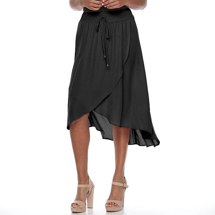 Women's Apt. 9&reg; Tulip Faux-wrap Skirt, Size: Large, Black
