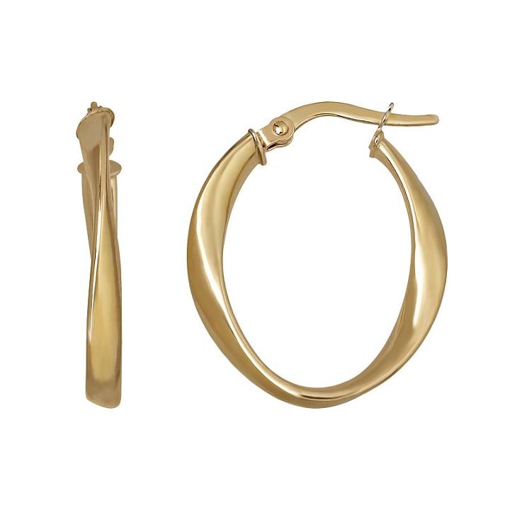 Everlasting Gold 14k Gold Twist Oval Hoop Earrings, Women's, Yellow