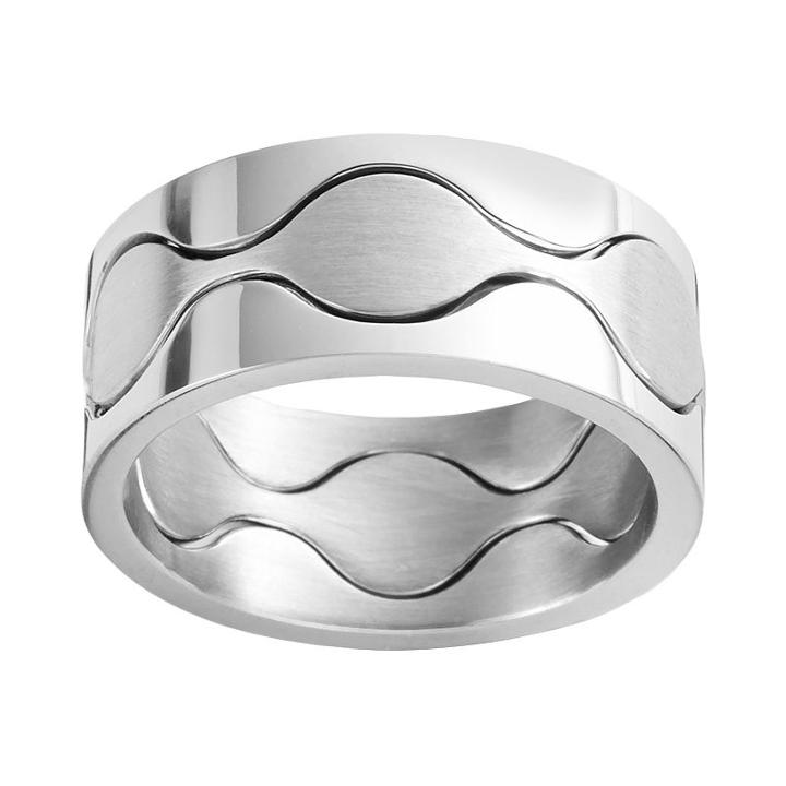 Steel City Stainless Steel Wavy Cutout Ring, Women's, Size: 8, Grey