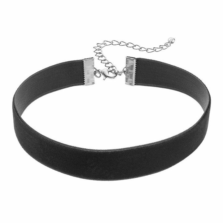 Velvet Ribbon Choker Necklace, Women's, Black