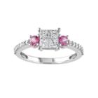 Diamond And Pink Sapphire Engagement Ring In 14k White Gold (1/2 Ct. T.w.), Women's, Size: 7