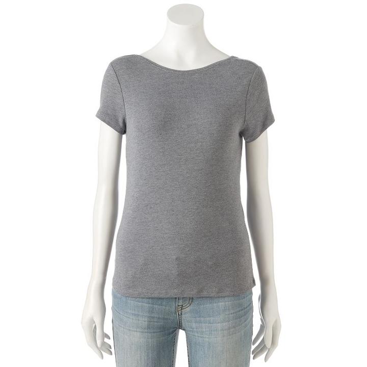 Women's Apt. 9&reg; Scoop-back Tee, Size: Large, Black