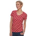 Women's Croft & Barrow&reg; Essential Classic V-neck Tee, Size: Large, Med Red