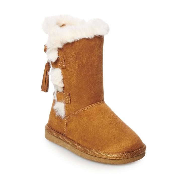 Jumping Beans Madelaine Toddler Girls' Winter Boots, Size: 8 T, Beig/green (beig/khaki)