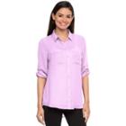 Women's Apt. 9&reg; Solid Roll-tab Blouse, Size: Xs, Med Purple
