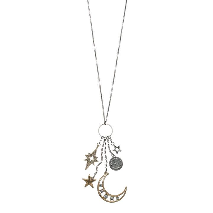 Mudd&reg; Long Crescent & Star Charm Necklace, Women's, Silver