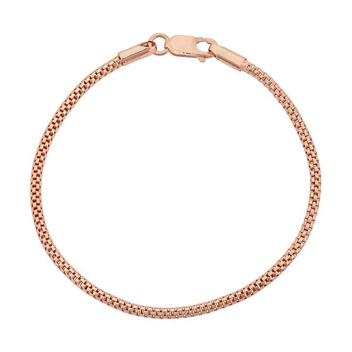 14k Gold Over Silver Popcorn Chain Bracelet, Women's, Size: 7.5, Pink