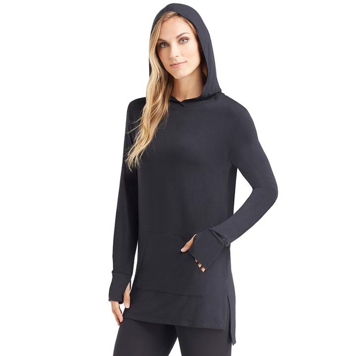 Plus Size Cuddl Duds Softwear Stretch Tunic Hoodie, Women's, Size: 2xl, Black