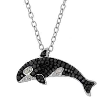 Animal Planet Sterling Silver Crystal Orca Pendant, Women's, Size: 18, Black